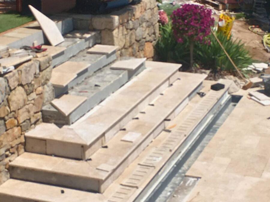 Swimming Pool Travertine Retiling — Apex Azur project photograph 3